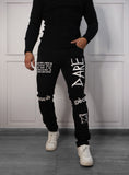 Black Slim Fit Jeans with Urban Print